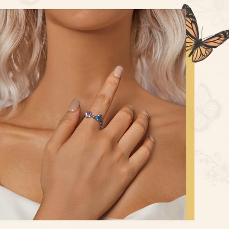 Inel argint cu pescarel albastru [11]