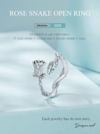 Inel argint cu sarpe si trandafir [12]