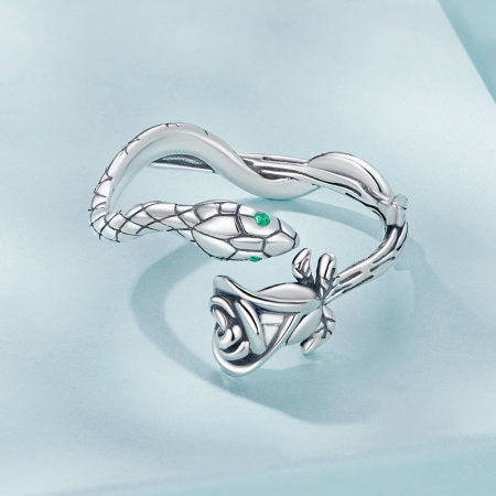 Inel argint cu sarpe si trandafir [4]
