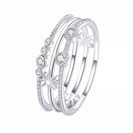 Inel argint cu stelute si zirconii