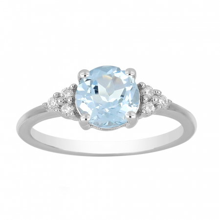 Inel argint cu topaz cer albastru si 6 cristale de zirconiu alb - IVA0084 [1]