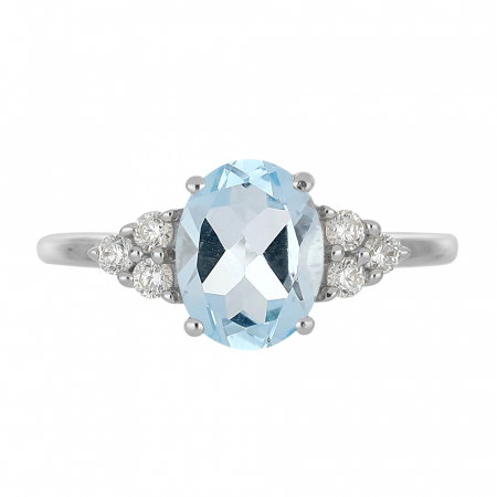 Inel argint cu topaz cer albastru si 6 cristale de zirconiu alb - IVA0105 [3]