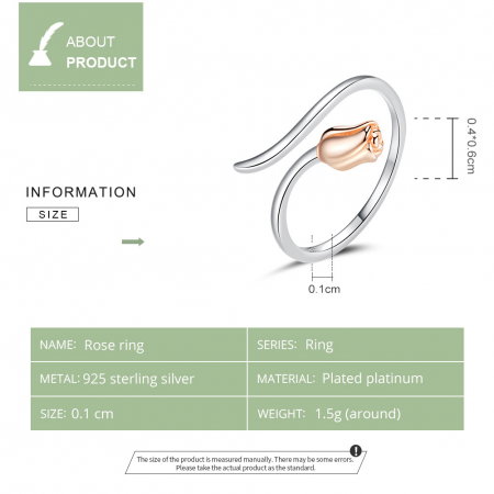Inel argint cu trandafir, reglabil [3]