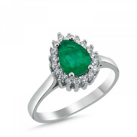 Inel argint cu zirconiu picatura verde