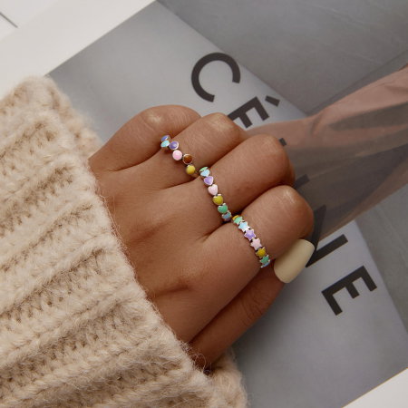 Inel argint curcubeu de inimioare [4]