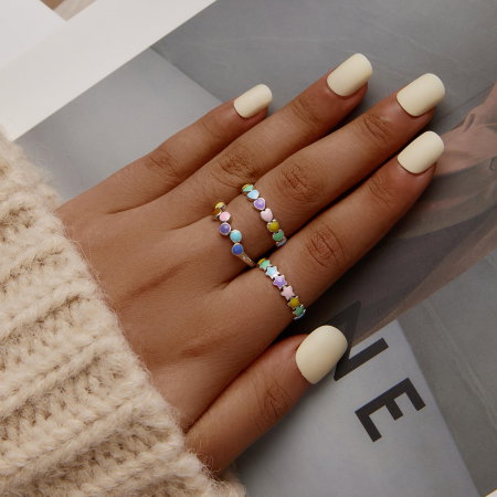 Inel argint curcubeu de inimioare [3]