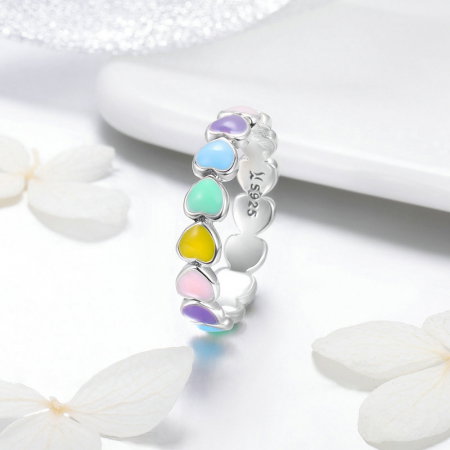 Inel argint curcubeu de inimioare [2]