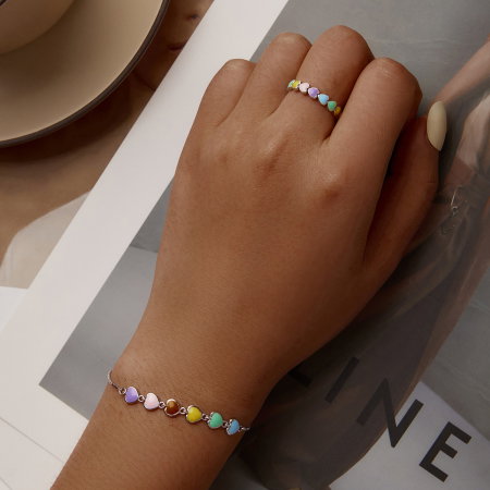 Inel argint curcubeu de inimioare [9]