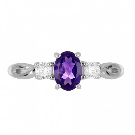 Inel argint elegant cu ametist si zirconiu alb - IVA0085 [2]