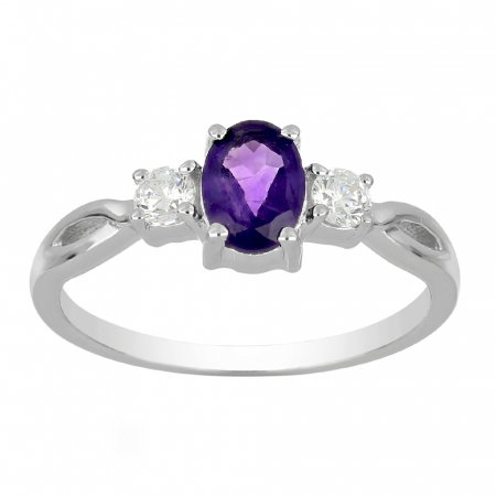 Inel argint elegant cu ametist si zirconiu alb - IVA0085 [1]