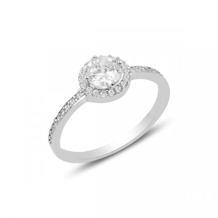 Inel argint elegant cu zirconii albe, placat cu rodiu [0]