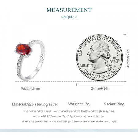 Inel argint elegant cu zirconiu granat [10]