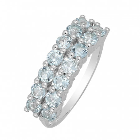 Inel argint Eternity cu 2 randuri de pietre topaz cer albastru - IVA0103 [0]