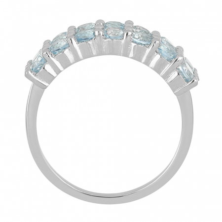 Inel argint Eternity cu 2 randuri de pietre topaz cer albastru - IVA0103 [3]