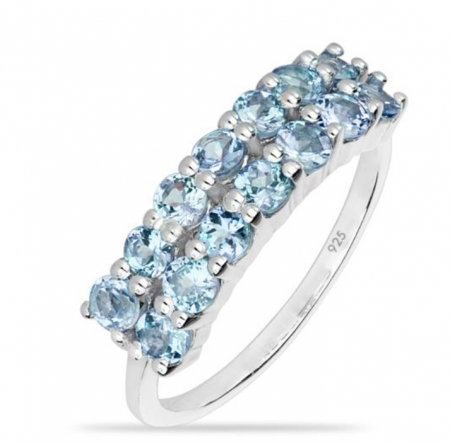 Inel argint Eternity cu 2 randuri de pietre topaz cer albastru - IVA0103 [5]