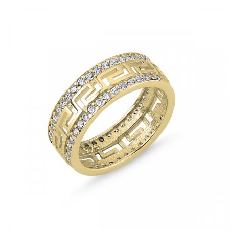 Inel argint Eternity decupat, cu zirconii, placat cu aur [0]