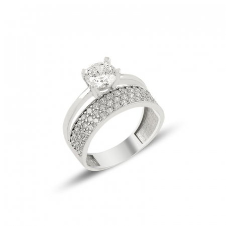 Inel argint Eternity & Solitaire cu 3 randuri zirconii [1]