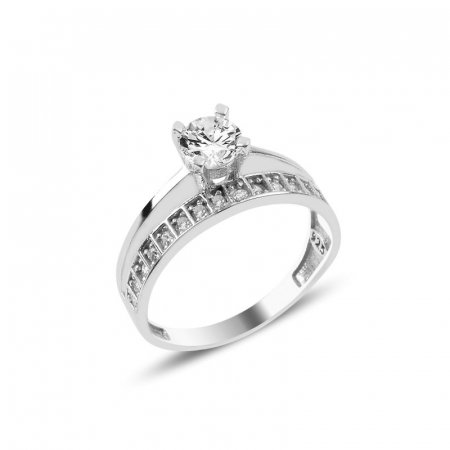 Inel argint Eternity & Solitaire cu un rand de zirconii [0]