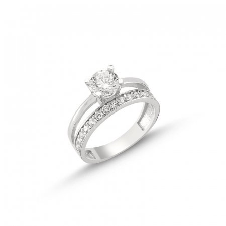 Inel argint Eternity & Solitaire cu un rand de zirconii [1]