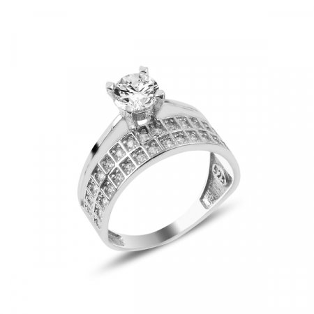 Inel argint Eternity & Solitaire cu zirconii [0]