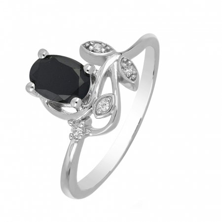 Inel argint floare cu onix si cristale de zirconiu alb - IVA0091 [0]
