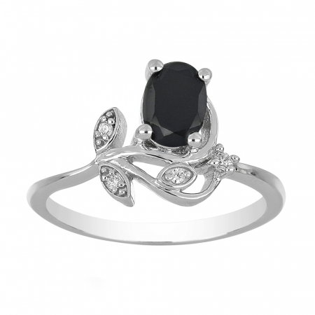 Inel argint floare cu onix si cristale de zirconiu alb - IVA0091 [1]