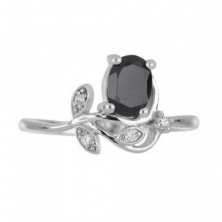 Inel argint floare cu onix si cristale de zirconiu alb - IVA0091 [2]