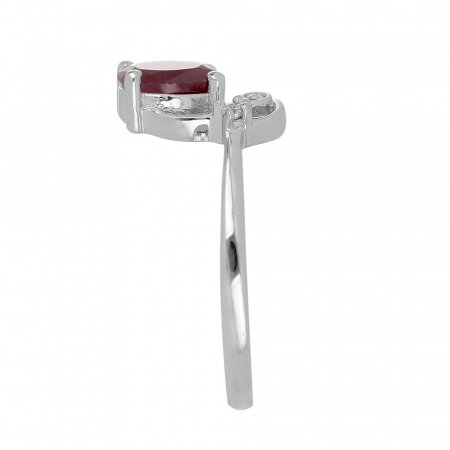 Inel argint floare cu rubin si zirconiu alb - IVA0092 [4]