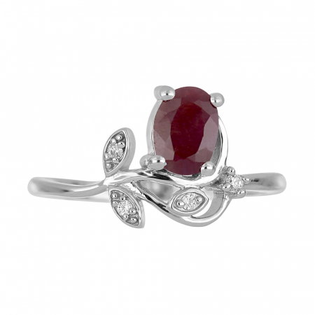 Inel argint floare cu rubin si zirconiu alb - IVA0092 [2]