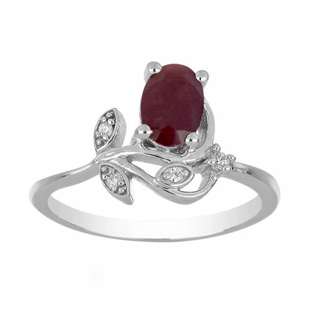 Inel argint floare cu rubin si zirconiu alb - IVA0092 [1]