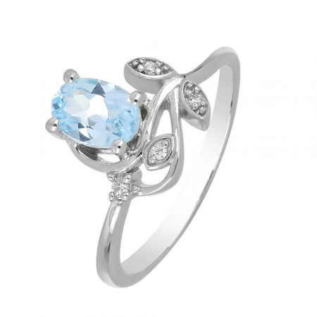 Inel argint floare cu topaz si cristale de zirconiu alb - IVA0093