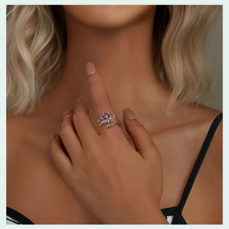 Inel argint floare de lotus [11]