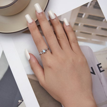 Inel argint floare de opal [5]