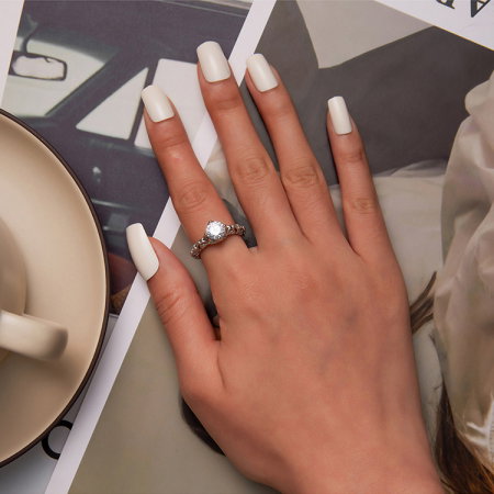 Inel argint floral cu zirconiu [7]