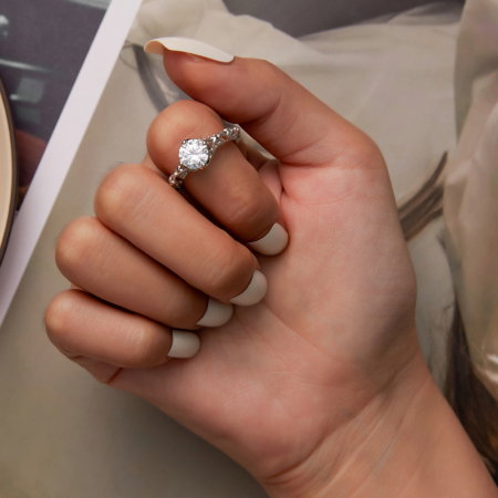 Inel argint floral cu zirconiu [6]