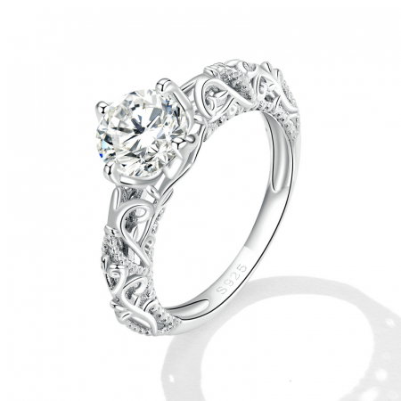 Inel argint floral cu zirconiu [1]