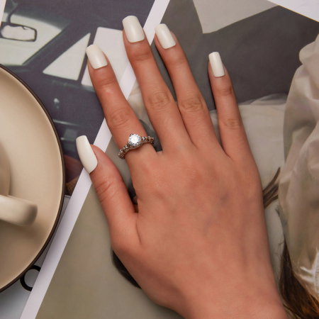 Inel argint floral cu zirconiu [5]