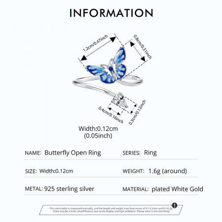 Inel argint reglabil cu fluturas albastru [12]