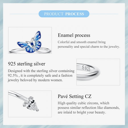 Inel argint reglabil cu fluturas albastru [14]