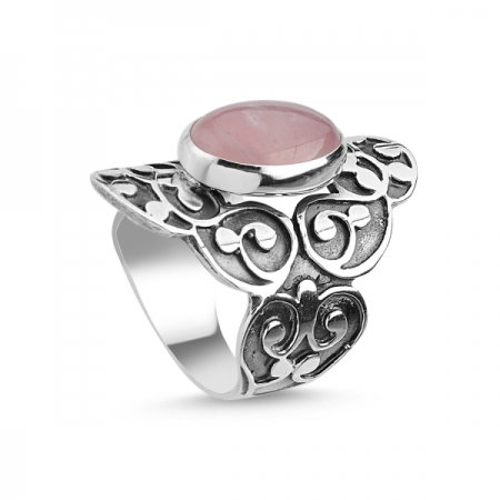 Inel argint Handmade cu Cuart Roz [0]