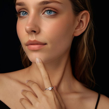 Inel argint impletit cu Moissanit si Zirconii [1]