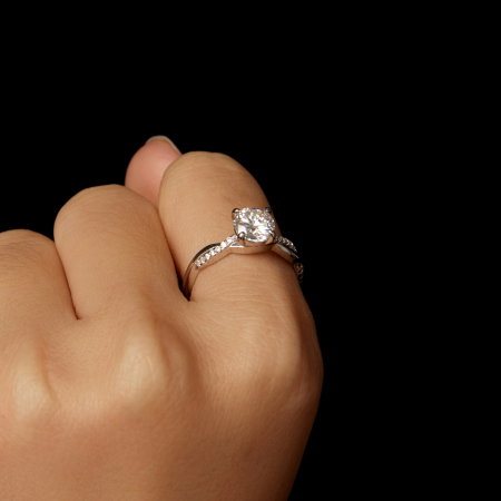 Inel argint impletit cu Moissanit si Zirconii [6]