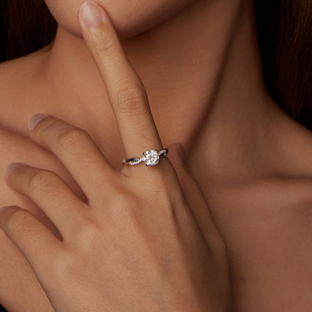 Inel argint impletit cu Moissanit si Zirconii [2]