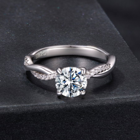 Inel argint impletit cu Moissanit si Zirconii [5]