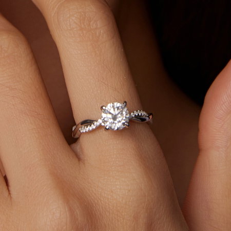 Inel argint impletit cu Moissanit si Zirconii [8]