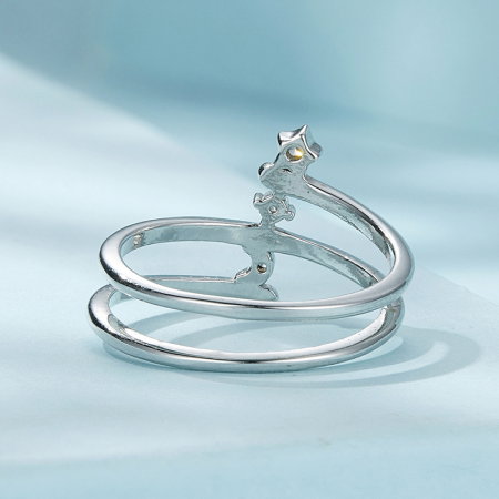 Inel argint inel spiralat cu luna si luceafar [5]