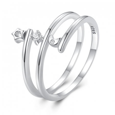 Inel argint inel spiralat cu luna si luceafar [3]