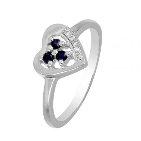 Inel argint inima cu 3 pietre de safir - IVA0106