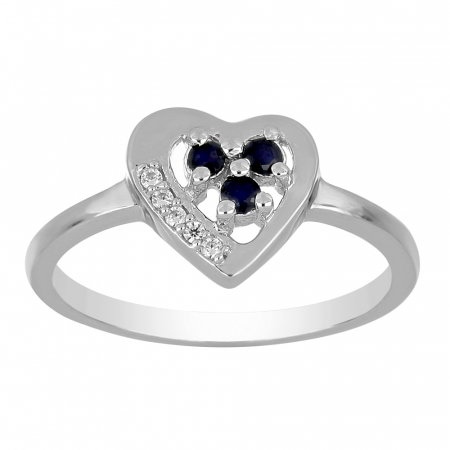 Inel argint inima cu 3 pietre de safir - IVA0106 [1]
