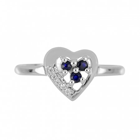 Inel argint inima cu 3 pietre de safir - IVA0106 [3]